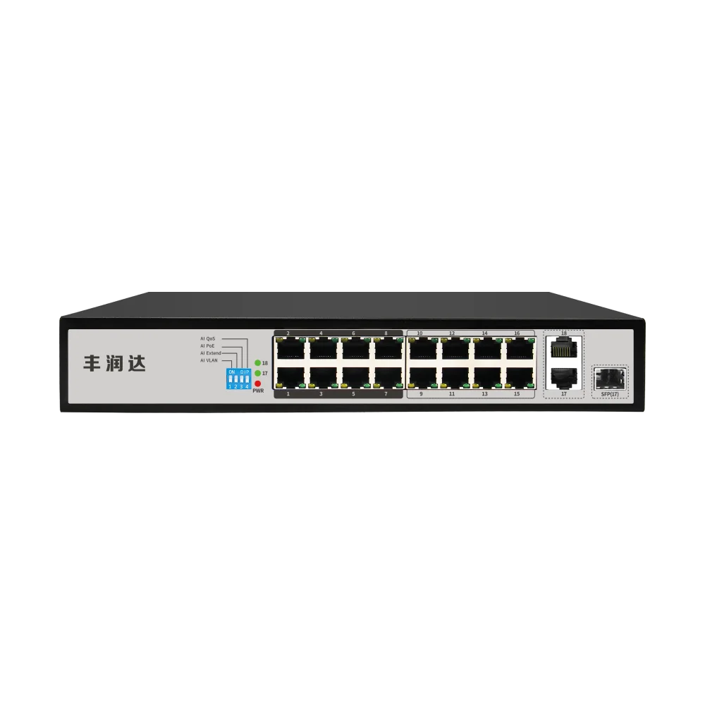 AI6016H 16口 100M 超远距离 AI PoE 交换机产品图 1