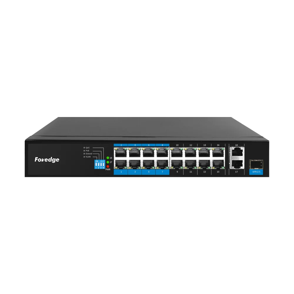 AI8016 16 口 100M AI PoE 交换机(SFP Combo 上行)产品图 1