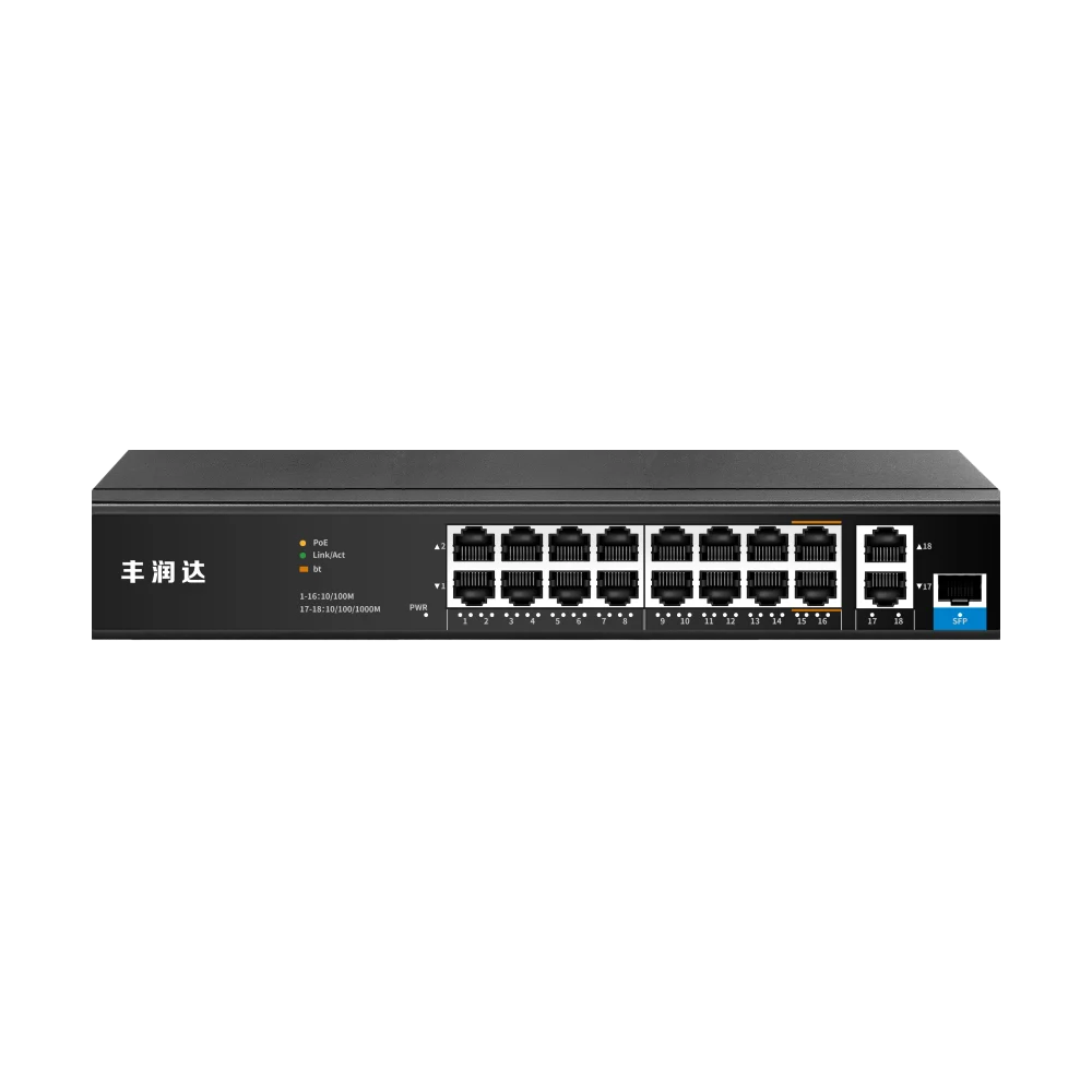 AI8016M 16 口 100M AI PoE 交换机(BT PoE 与 SFP 上行)产品图 1